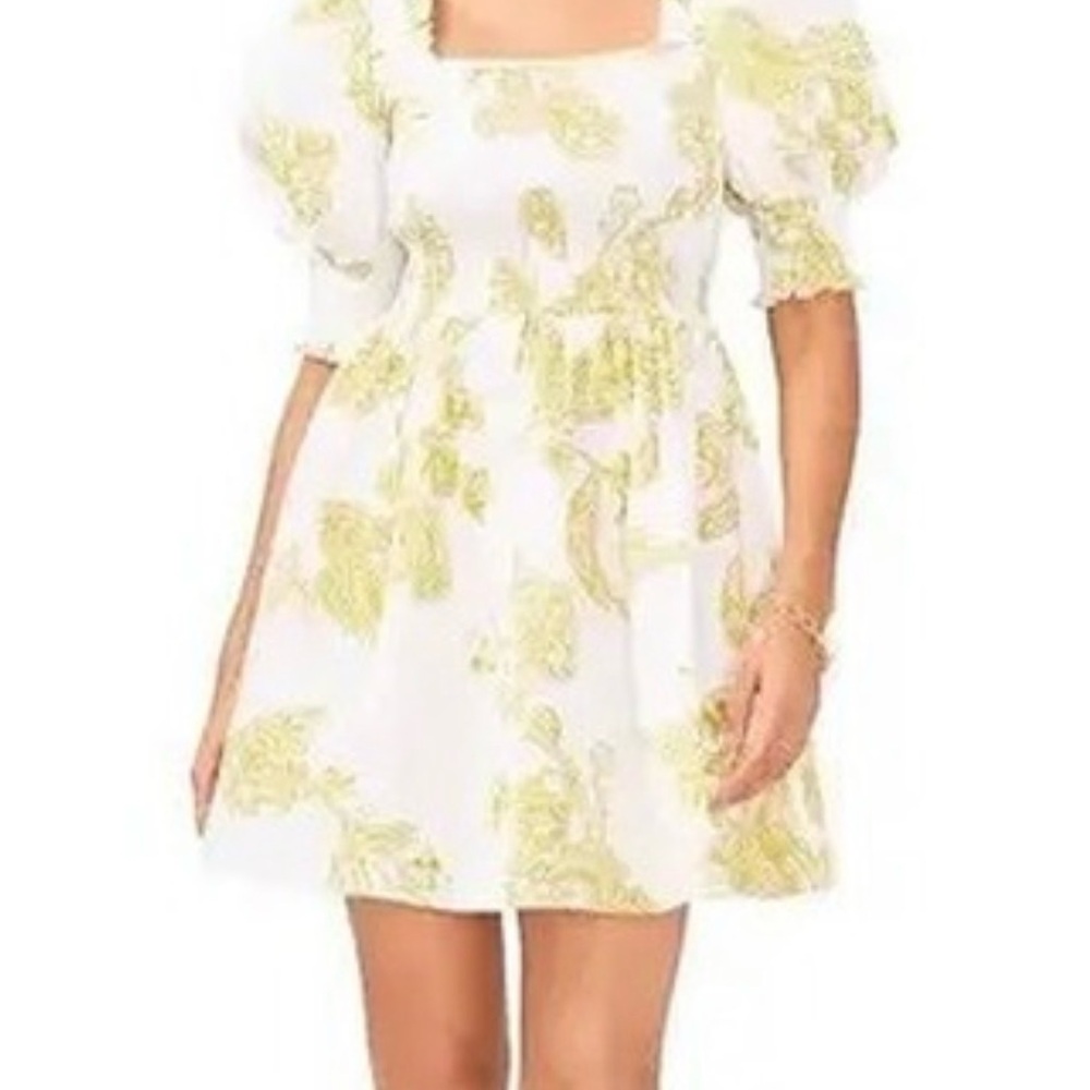 Paisley White and Green Floral Dress